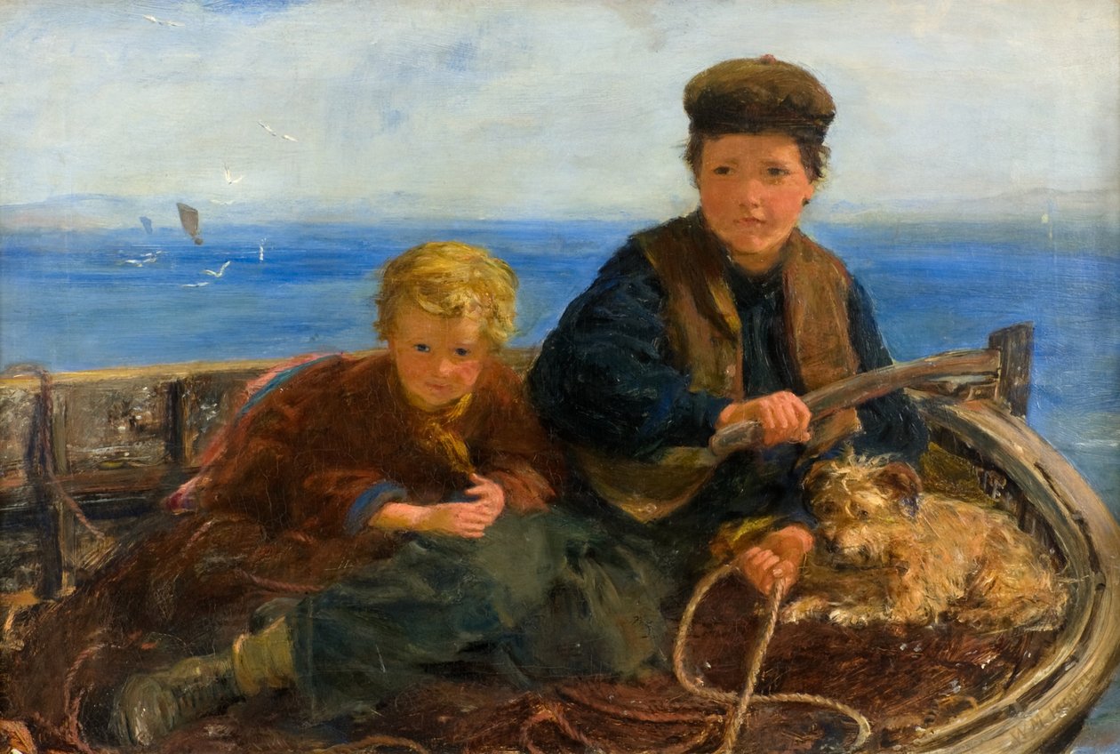 Teknede İki Oğlan ve Bir Köpek, 1871 dolayları (tuval üzerine yağlı boya) by William McTaggart