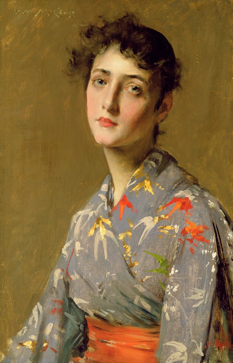 Japon Kostümlü Kız, 1888 dolayları (tuval üzerine yağlı boya) by William Merritt Chase