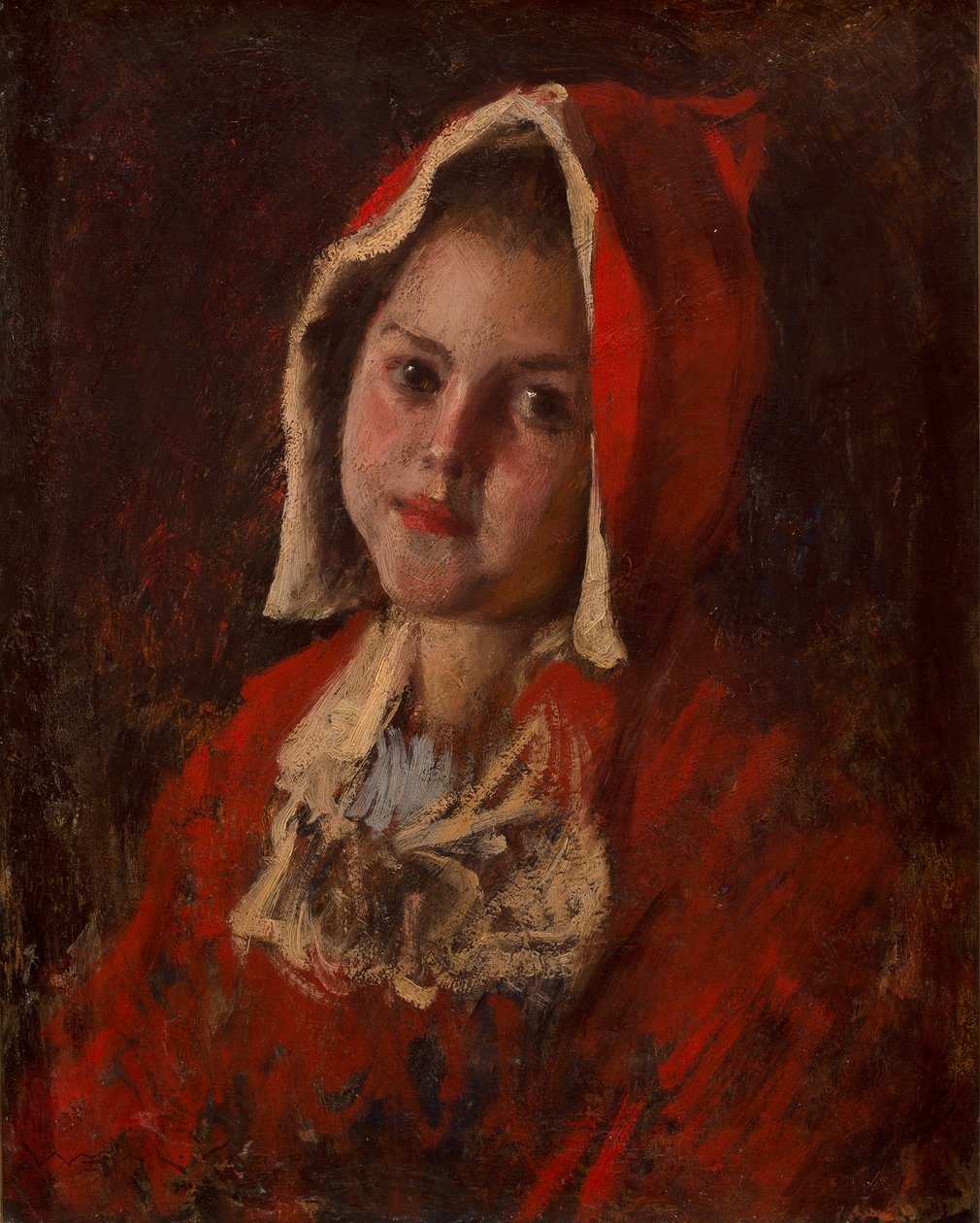 Kırmızı Başlıklı Kız (tuval üzerine yağlı boya) by William Merritt Chase