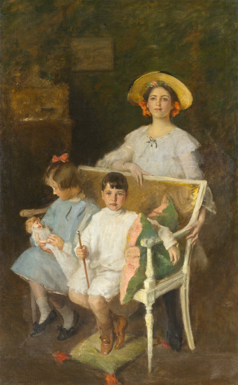 Portre Grubu (Dorothy, Helen ve Bob), c.1904 (tuval üzerine yağlı boya) by William Merritt Chase