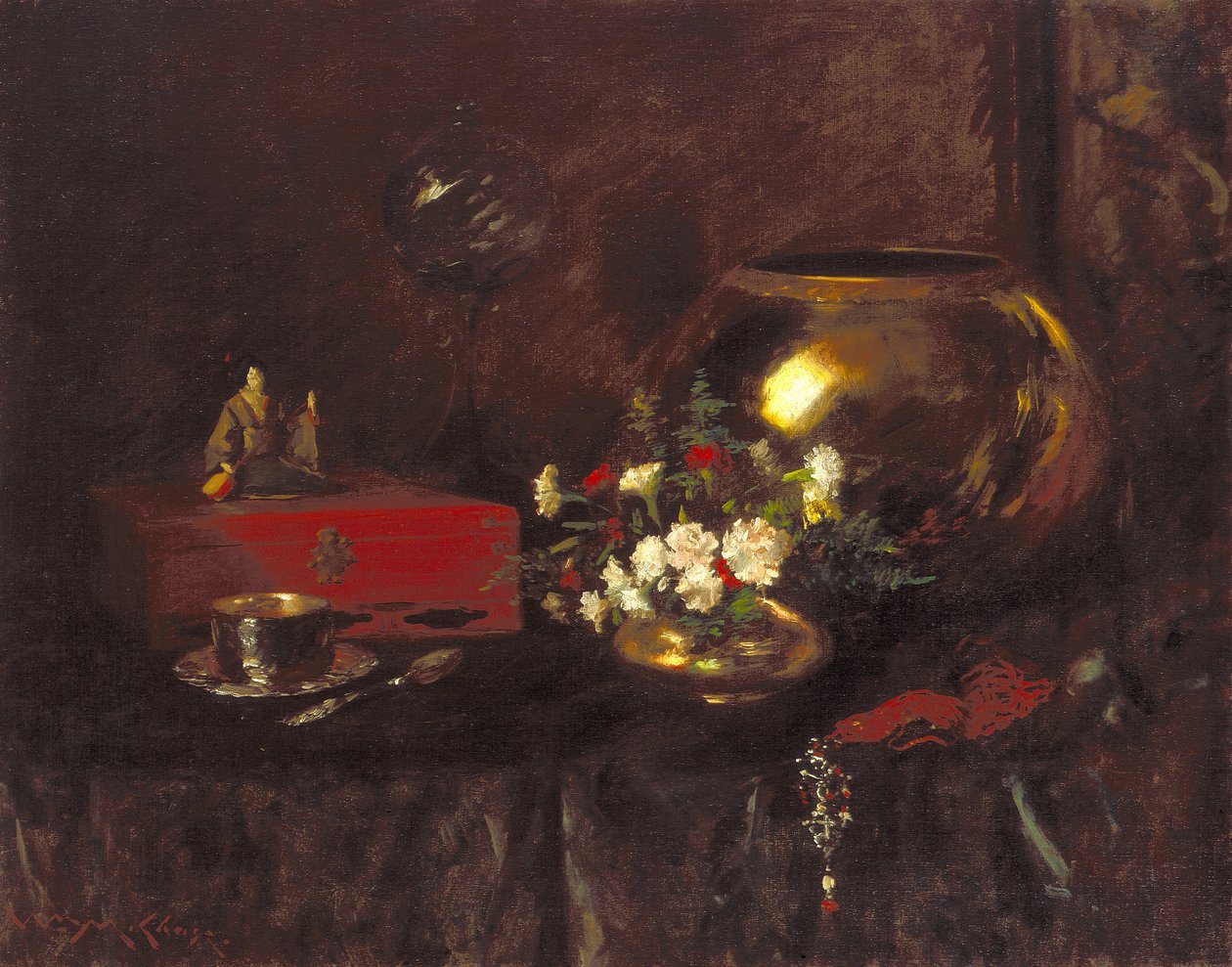 Natürmort: Pirinç Kase (tuval üzerine yağlı boya) by William Merritt Chase