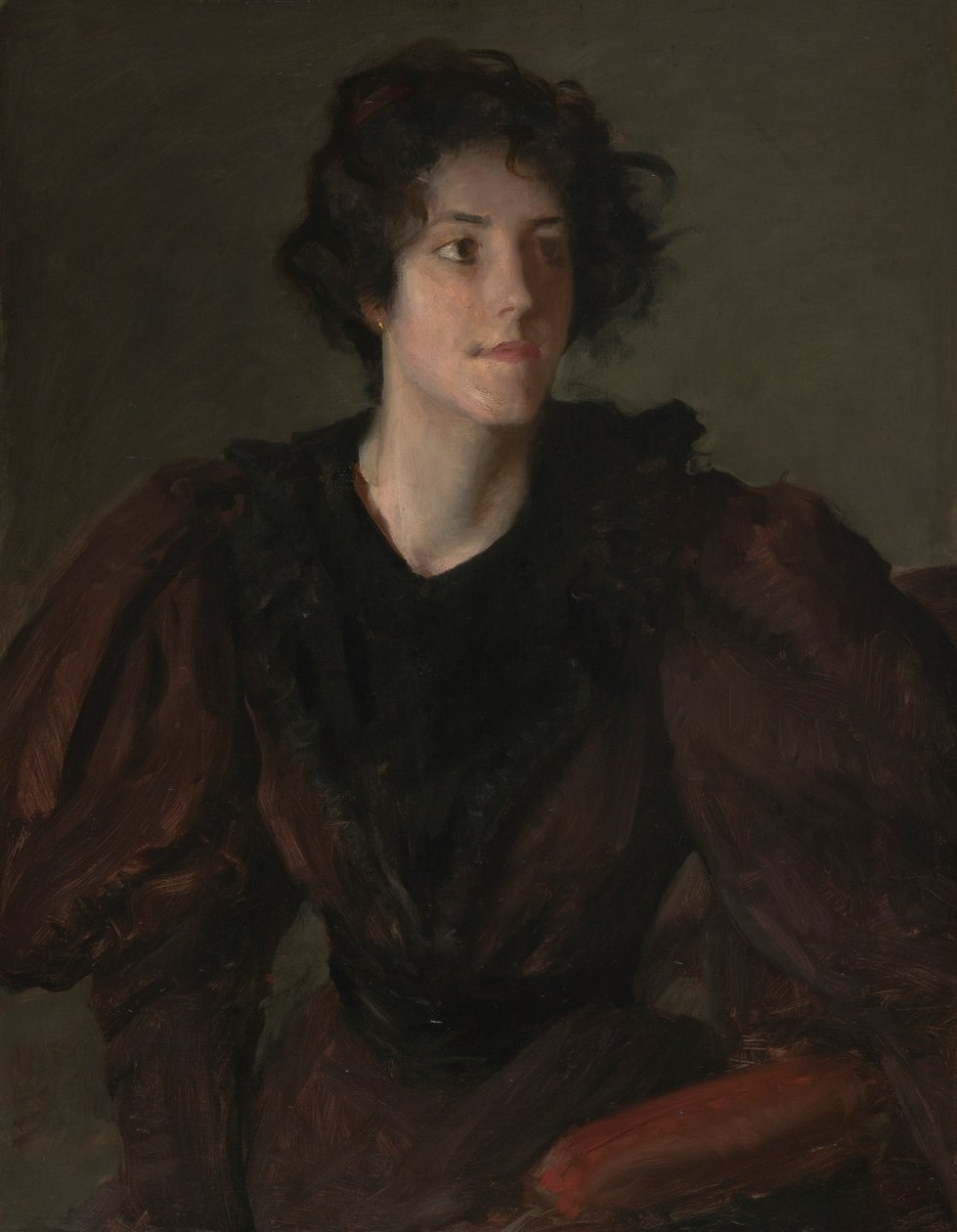 Study of a Young Woman, c.1880-85 (tuval üzerine yağlı boya) by William Merritt Chase