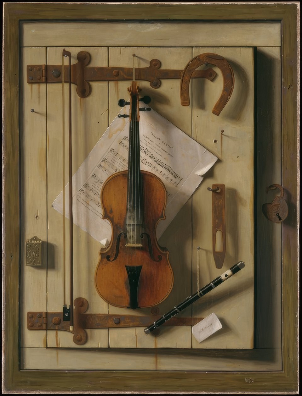Natürmort - keman ve notalar by William Michael Harnett