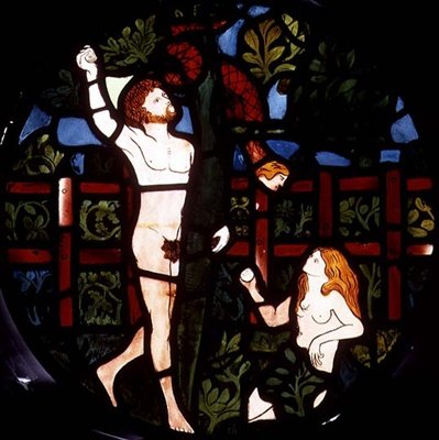 Adem ve Havva Meyve Toplama, Yaratılış Penceresinden detay by William Morris