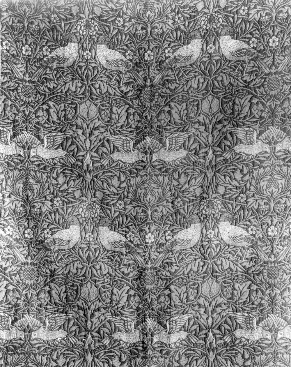 William Morris#39;in (1834-96) #39;Kuş#39; tasarımı (yün dokuma) (s/b baskı) (renkli görsel için bkz. 136483) by William Morris