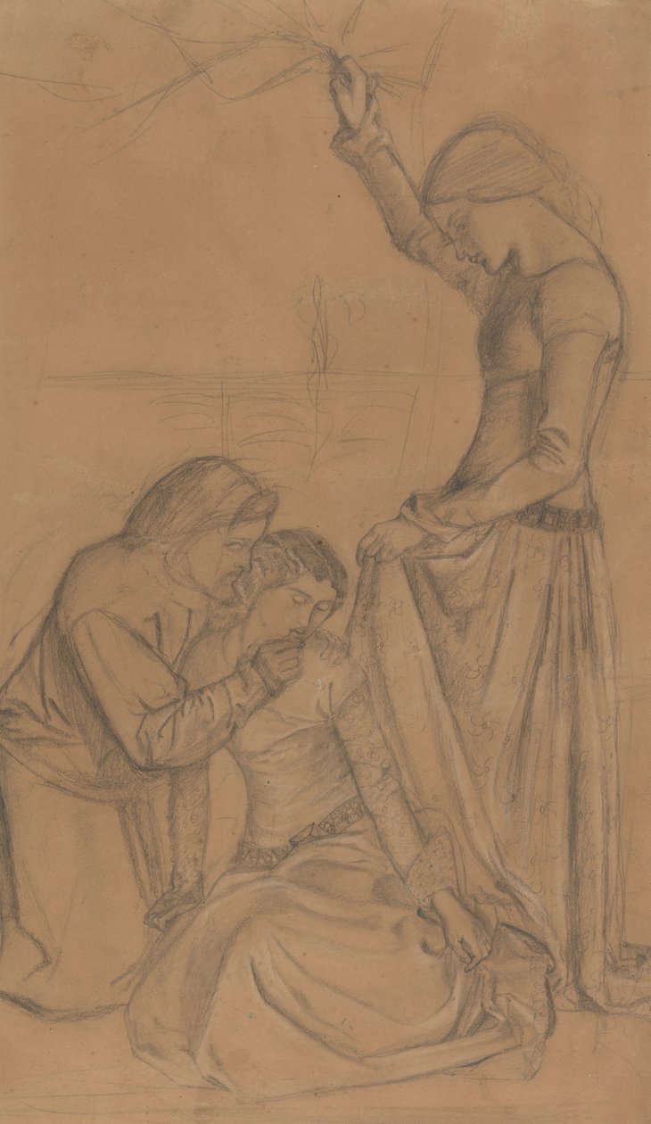 Bir Bahçede Üç Figürün Kompozisyonu by William Morris