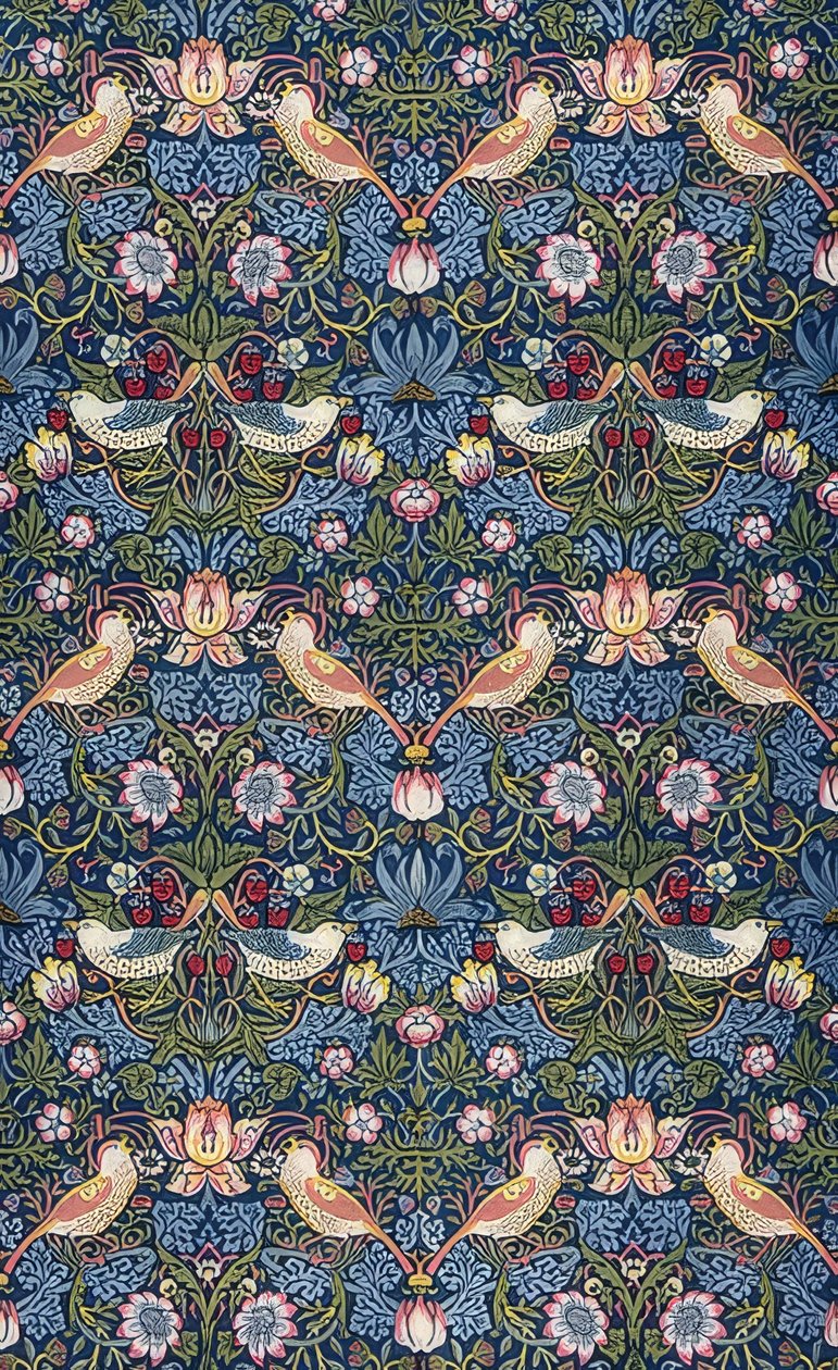 Çilek hırsızı. Dekorasyon kumaşı. 1883 by William Morris