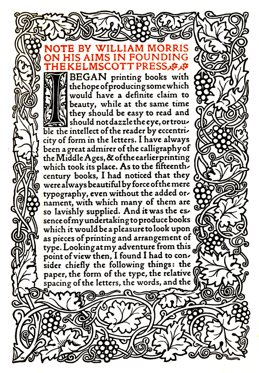Kelmscott Press: Altın Tipte basılmış sayfa, c.1895, 1914 by William Morris