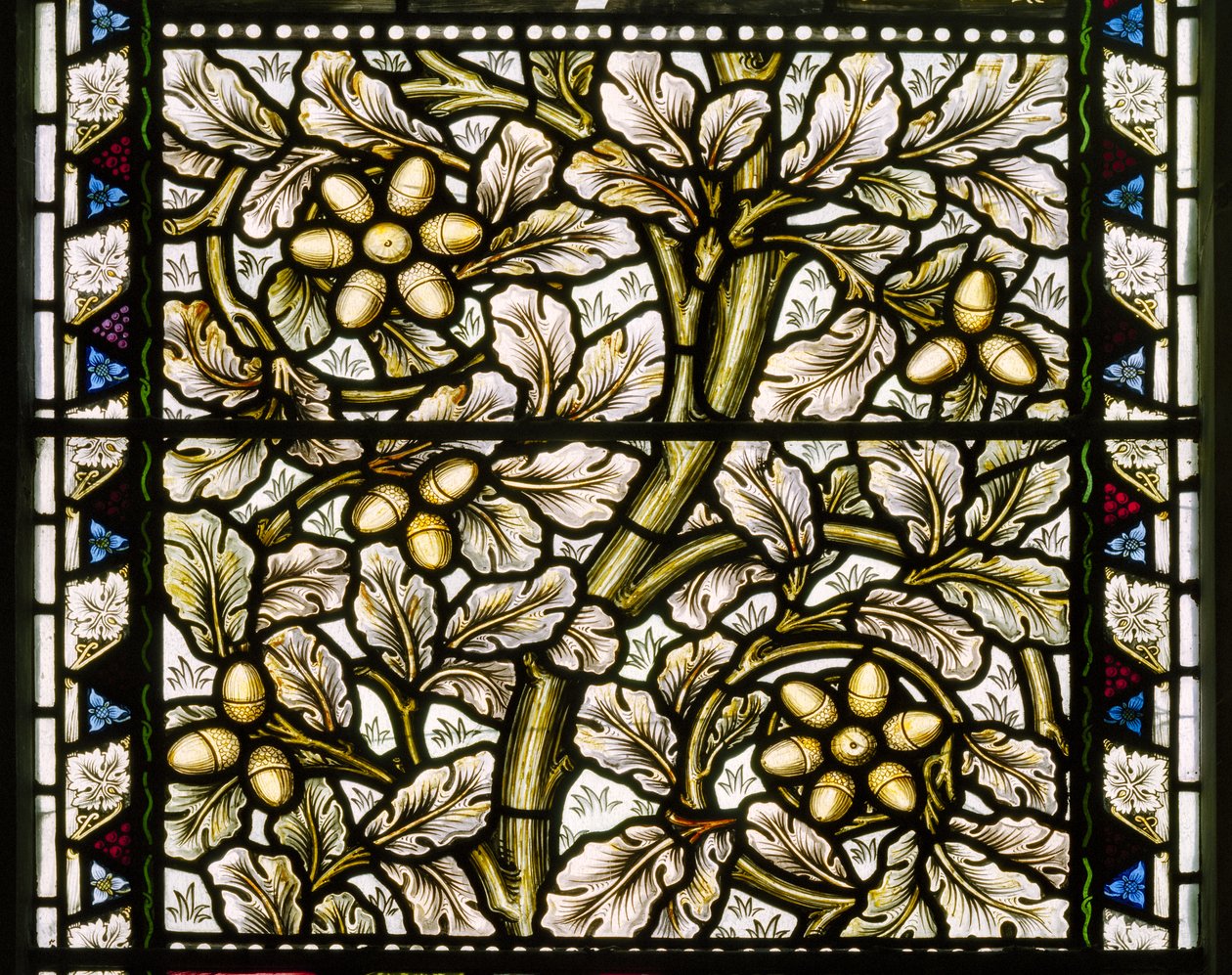 Kirkcaldy Eski Kirk, Morris & Co., William Morris, Meşe Palamudu ve Meşe Yaprakları, 1886 by William Morris
