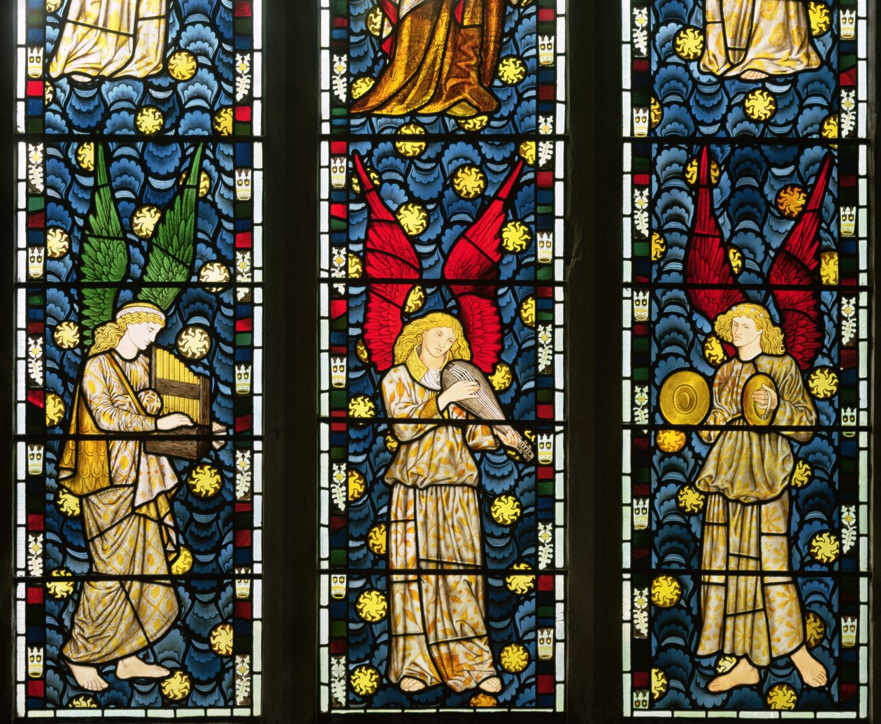 Müzikli Melekler, Melekler Penceresinin Alt Yarısı detayı, 1869 vitray detayı 120165 by William Morris