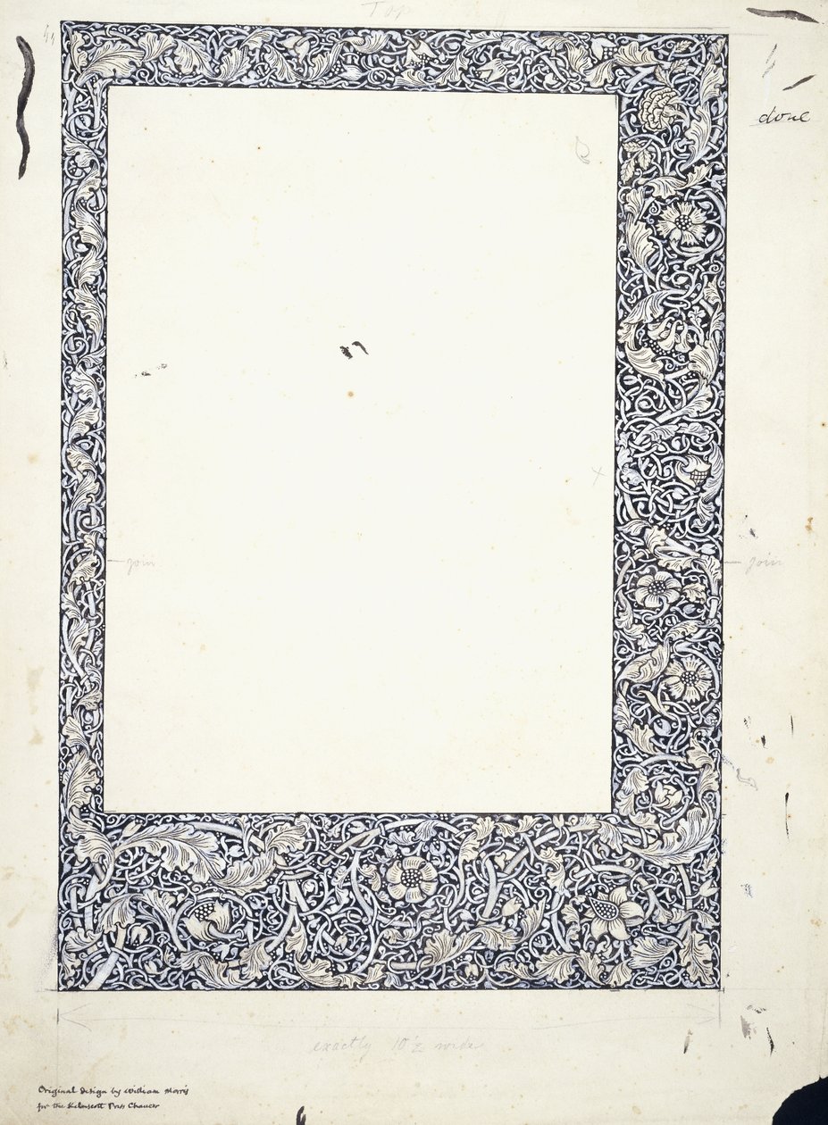 Tam sayfa kenarlık için orijinal çizim by William Morris