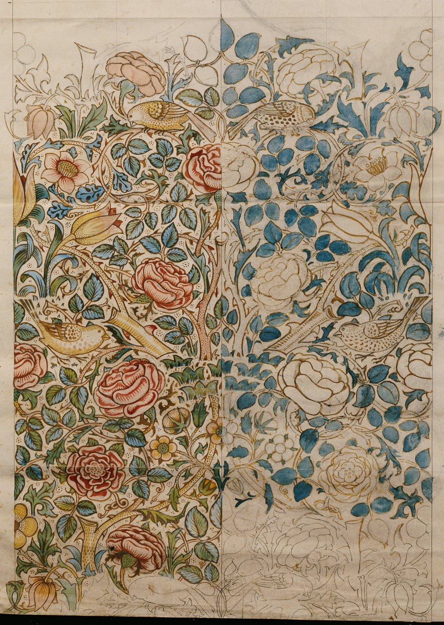 Gül, basma için tasarım by William Morris