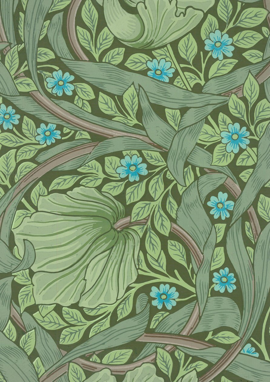 William Morris Beni Unutma ile Duvar Kağıdı Örneği, c.1870 (renkli tahta baskı) by William Morris