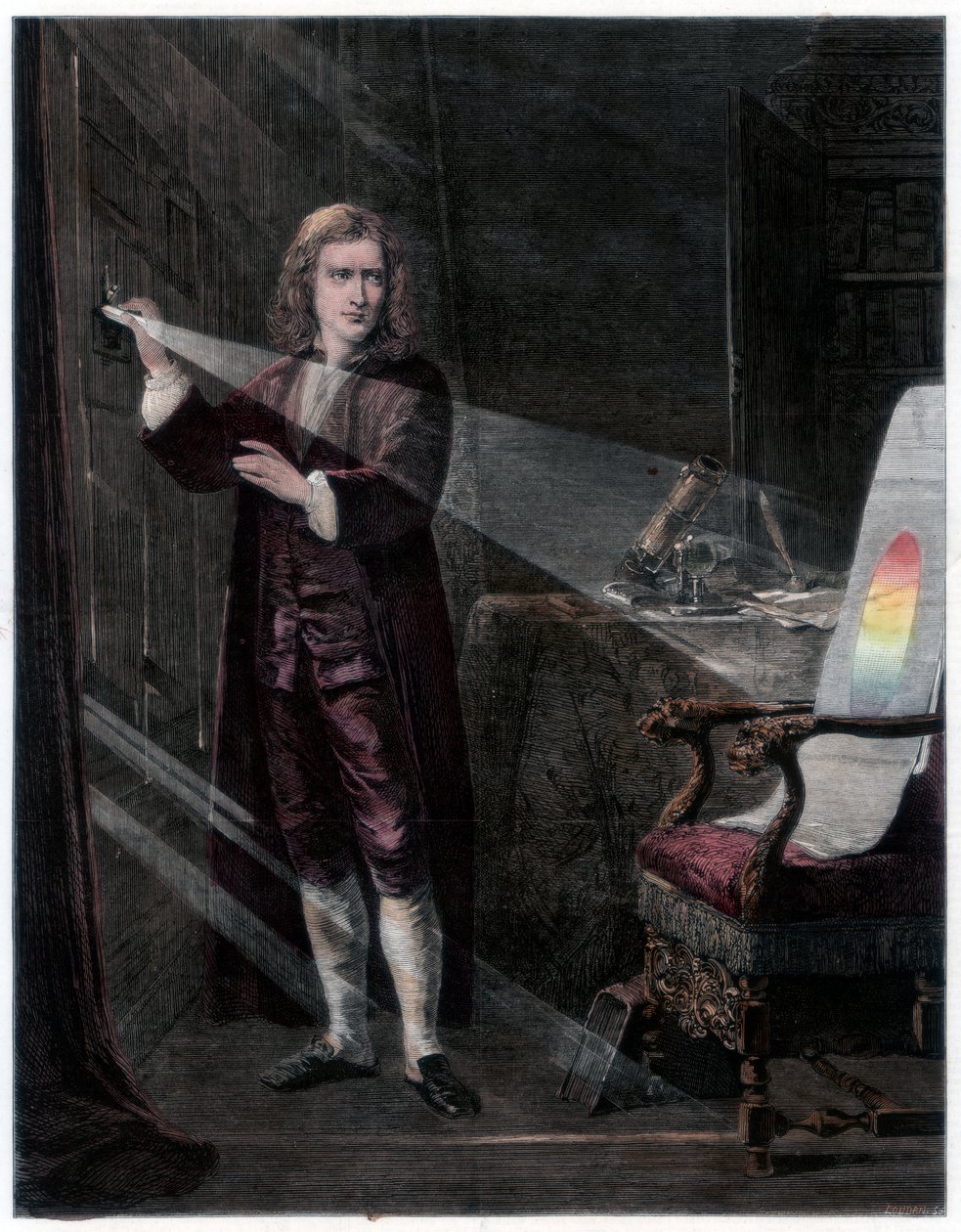 'Newton ışığı araştırıyor', 1870 by William Mouat Loudan