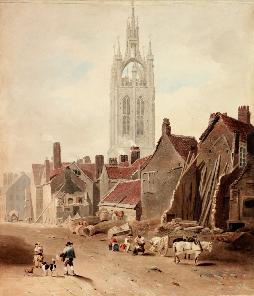 Collingwood Street, Newcastle upon Tyne Sitesindeki Evlerin Yıkımı (gövde rengi) by William Nicholson
