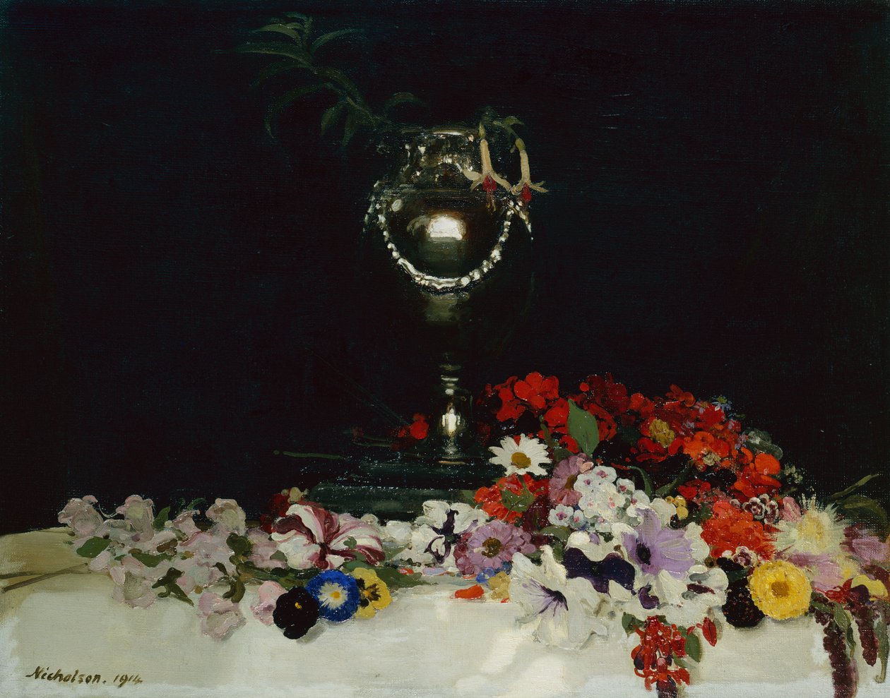 Bir Masada Urn ve Çiçekler by William Nicholson
