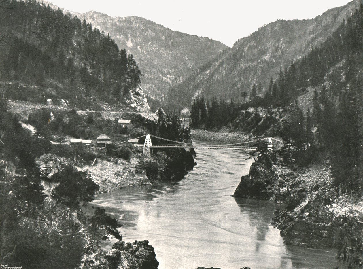 Rockies: Fraser Kanyonu ve Cariboo Yolu Köprüsü, Spuzzum, Kanada, 1895. by William Notman and Son