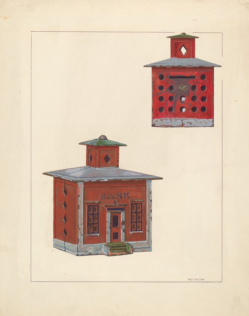 Kırmızı Okul Evi Bankası, c. 1937. by William O. Fletcher