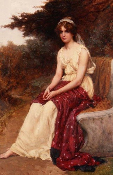 Sarı Elbise Giyen Genç Kız by William Oliver