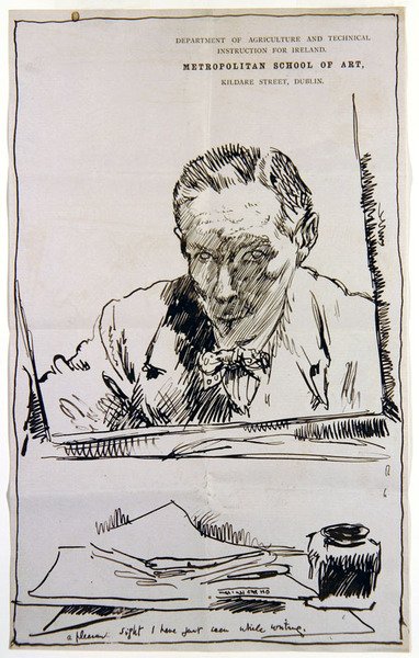 Aynaya Bakarak Kendi Kendine Portre (kağıt üzerinde kalem ve mürekkep) by William Orpen