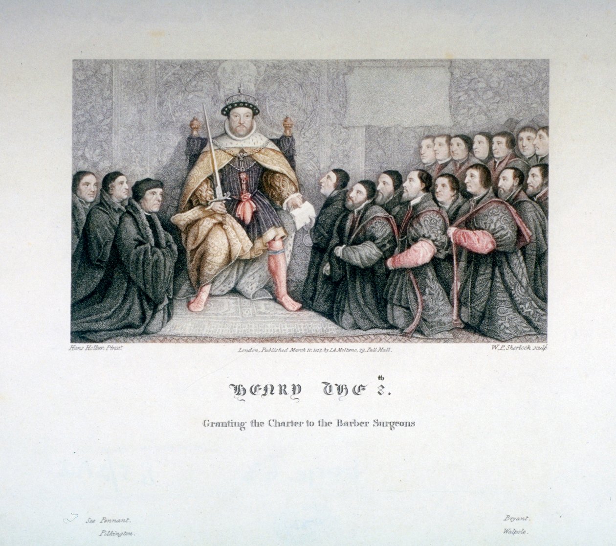 Henry VIII, Berber Cerrahlara tüzük veriyor, 16. yüzyıl, 1817. by William P Sherlock