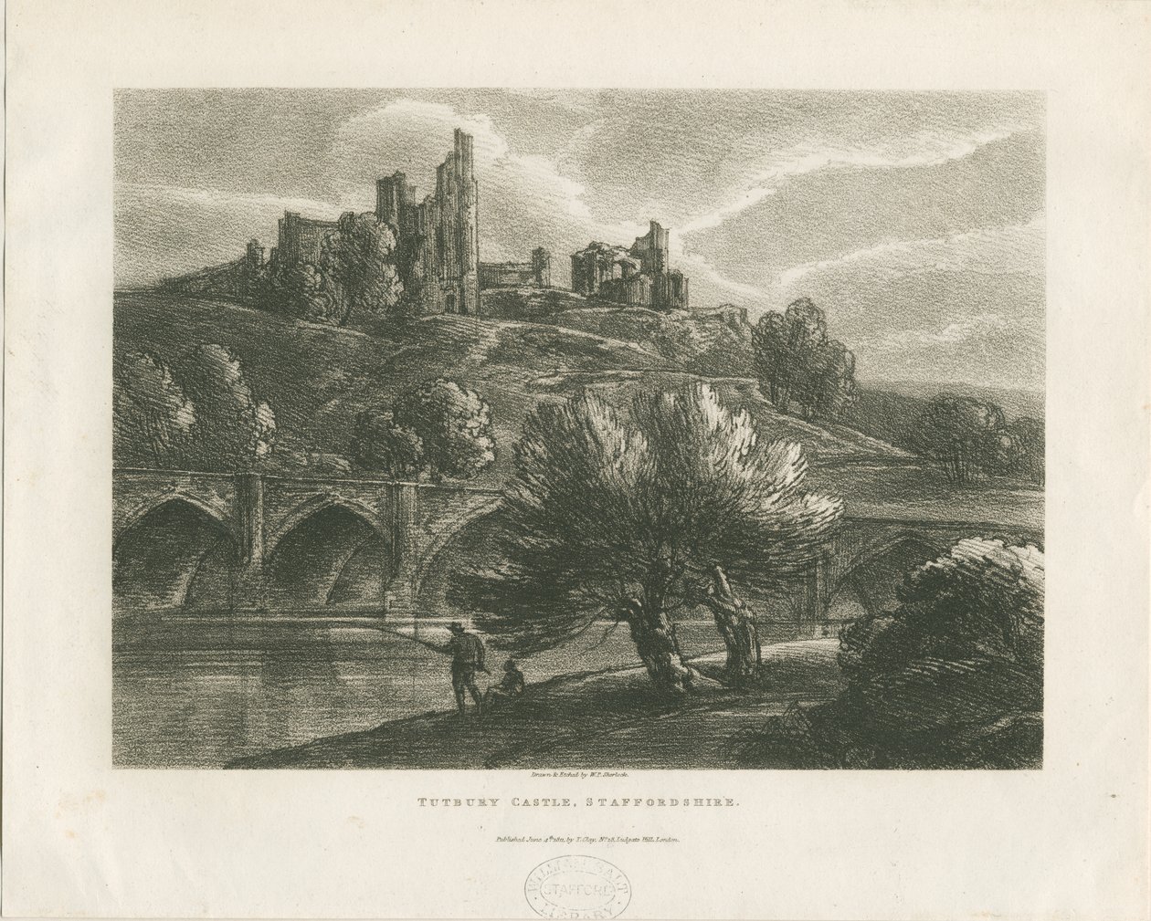 Tutbury Kalesi - Güney Görünümü: çinkograf, nd [c 1811] by William P Sherlock