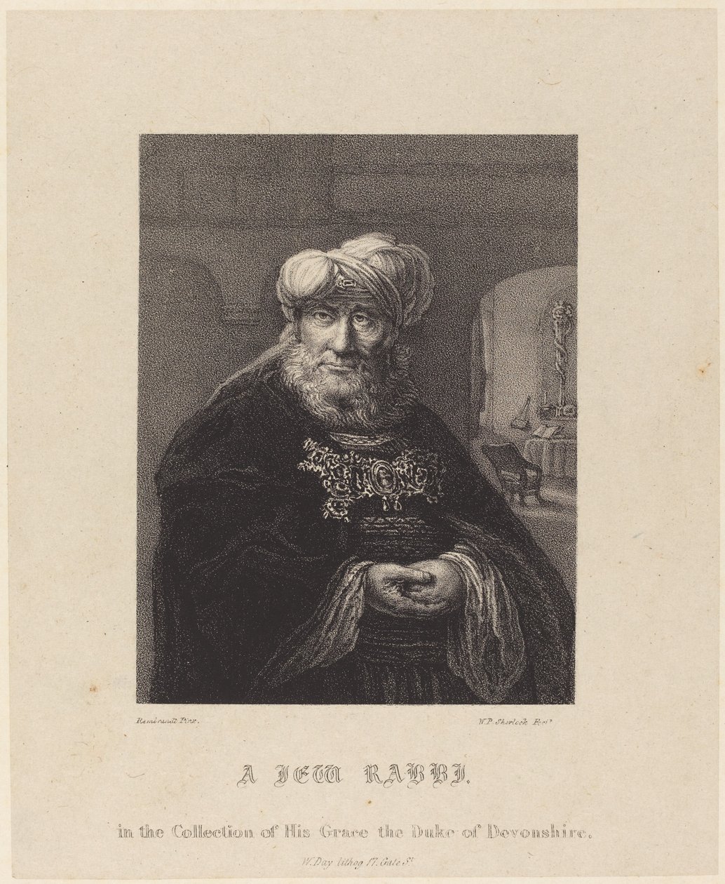 Yahudi bir Haham by William P. Sherlock after Rembrandt van Rijn