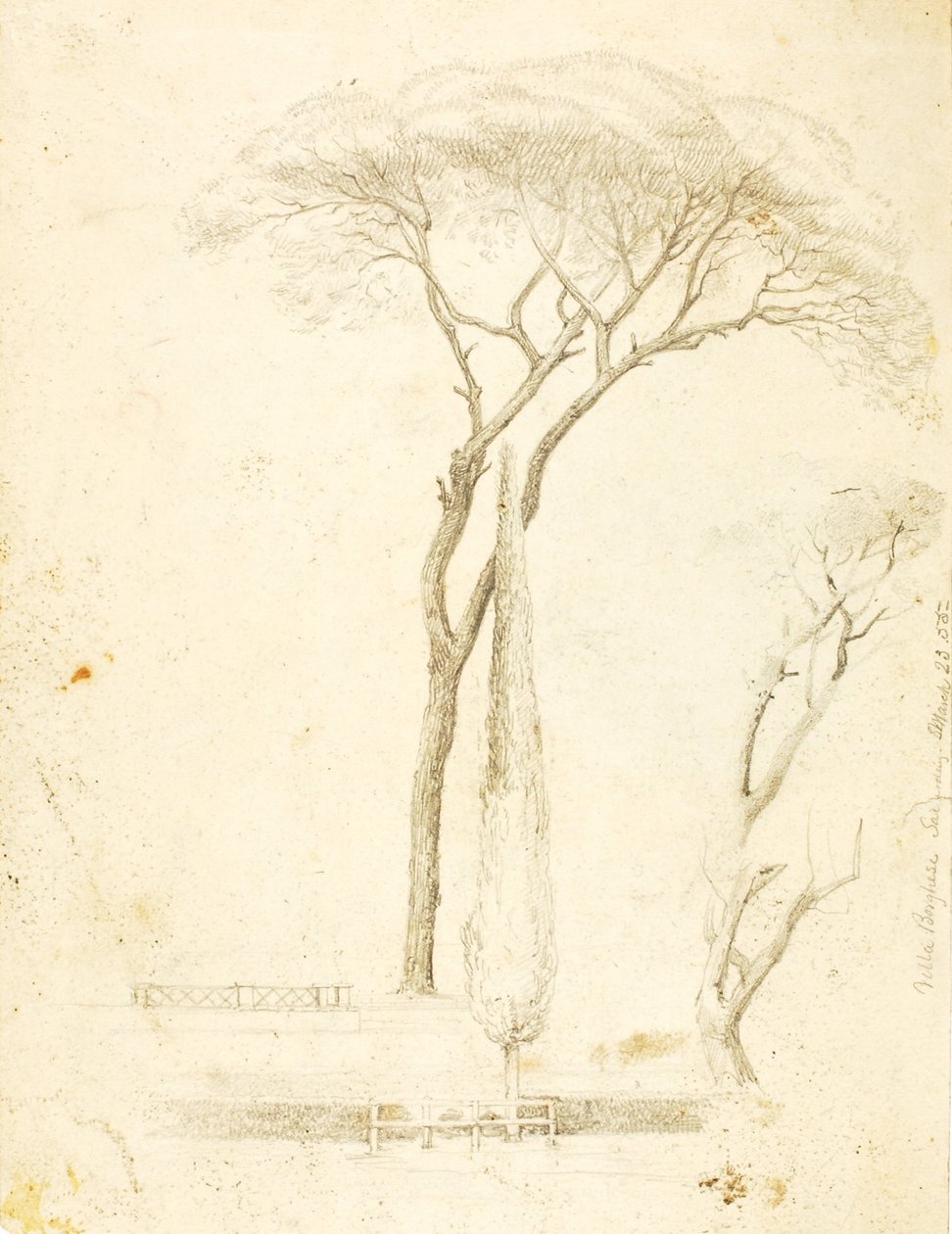 (Çalışmalar--Villa Borghese, 2 figür, vb.) by William Page