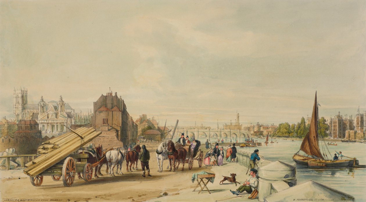 Millbank, Westminster, Londra, 1840. by William Parrott