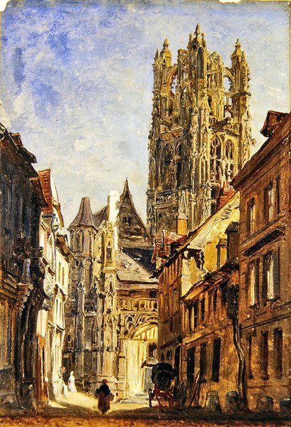 St Laurent Kilisesi, Rouen, 1860 dolayları (gemiye serilmiş kağıt üzerine yağlı boya) by William Parrott