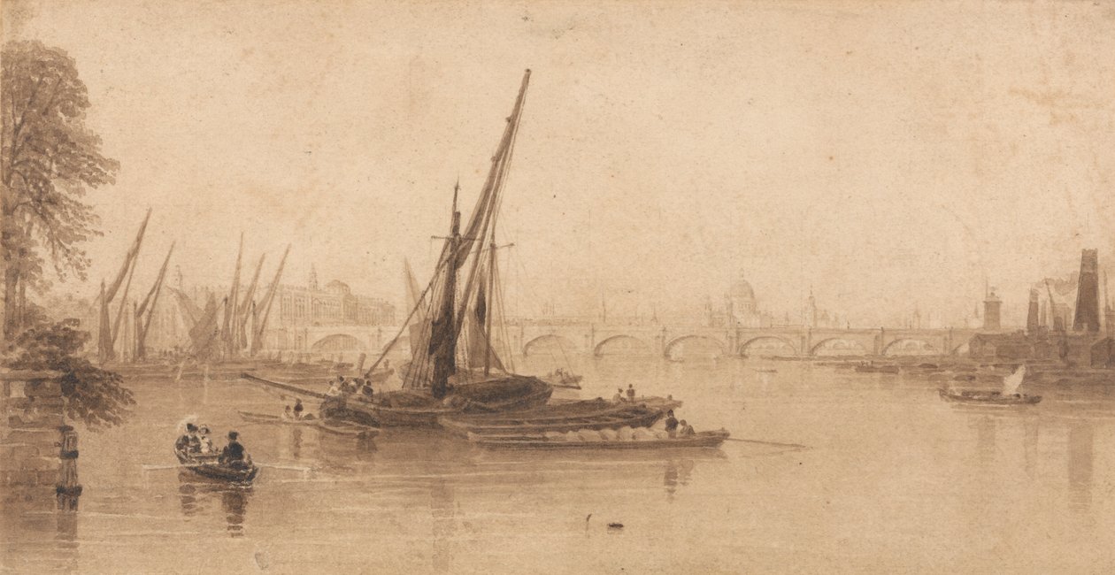 MA Taylor, Esq Bahçesinden Waterloo Köprüsü. by William Parrott
