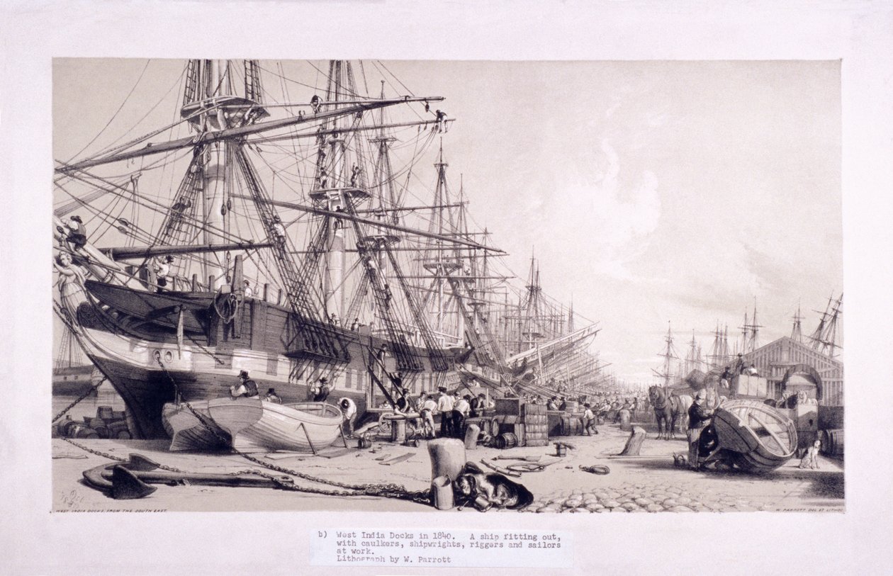 Batı Hindistan Rıhtımları, Poplar, Londra, 1830 by William Parrott