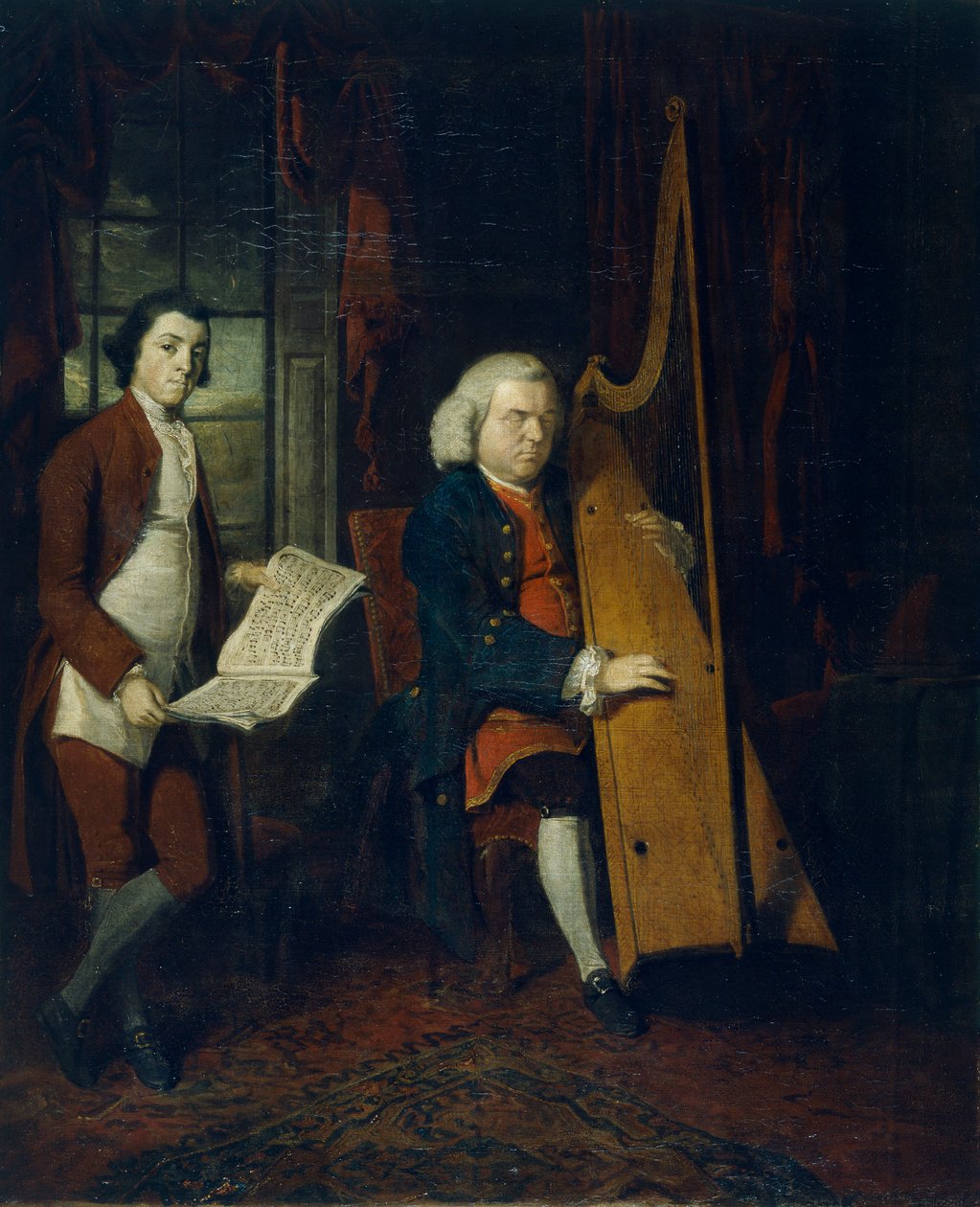 John Parry the Blind Harpist, asistanı, c1770-1780 ile. by William Parry