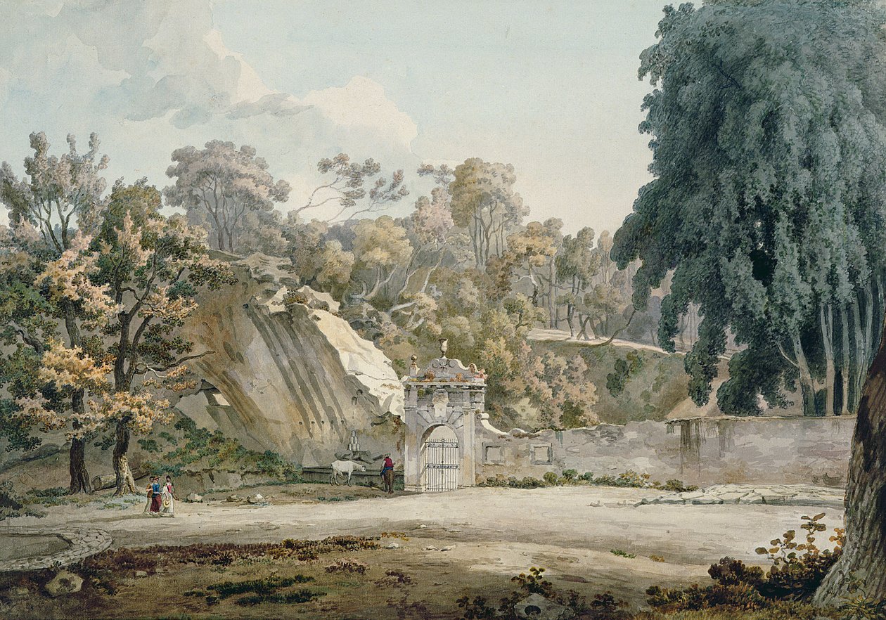 Park Geçidi ve Çeşme (kağıt üzerine sulu boya) by William Pars