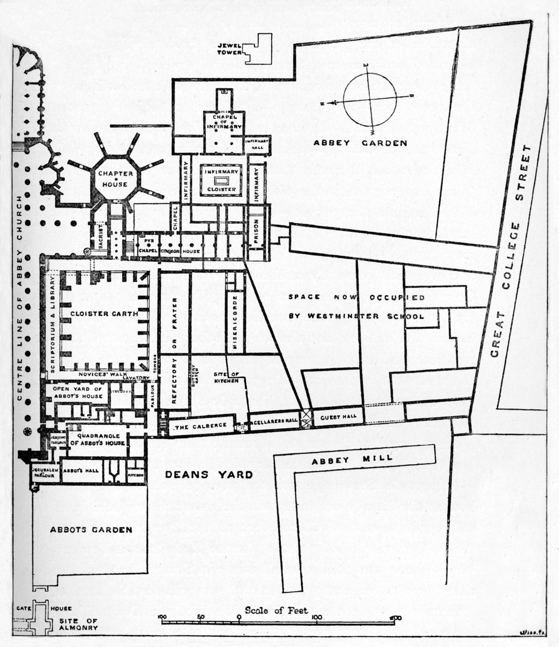 Westminster Benedictine Manastırı'nın Planı, c1897 by William Patten