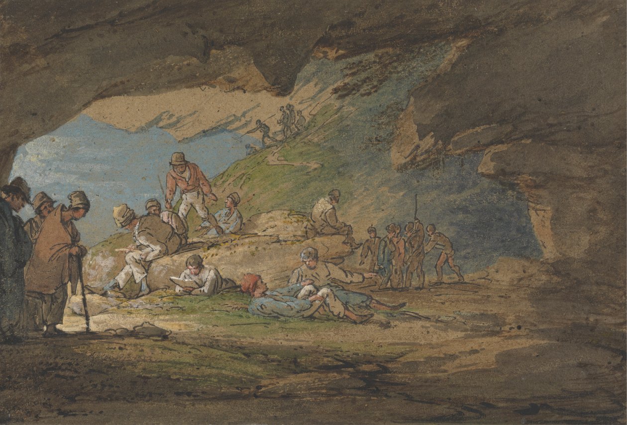 Figürlerle Güneş Işığında Bir Mağara by William Payne