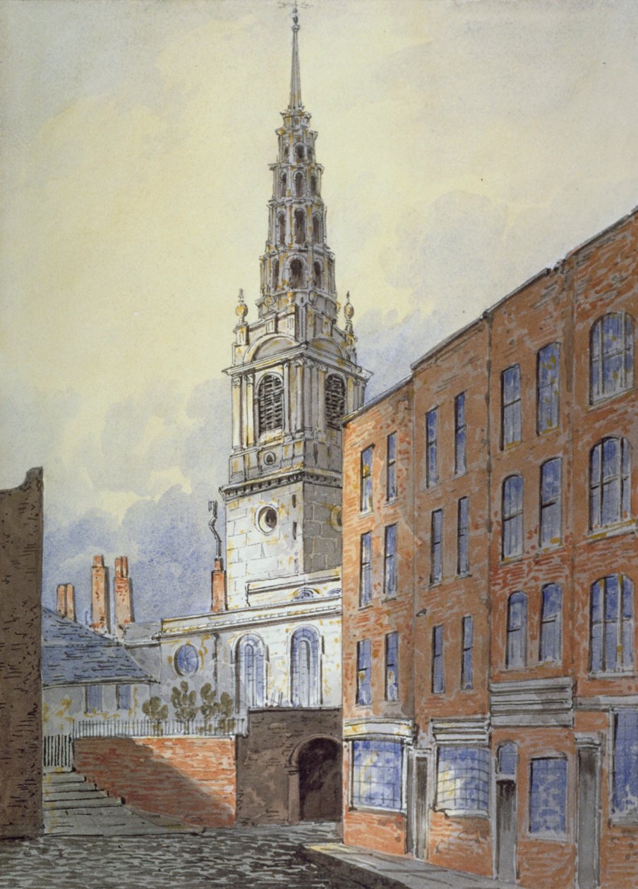 Aziz Gelin Kilisesi, Fleet Caddesi, Londra Şehri, c1815 by William Pearson