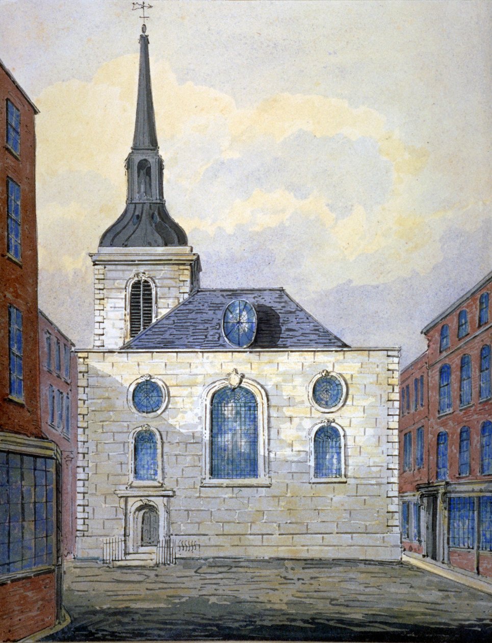 St Mary Abchurch Kilisesi, Londra Şehri, c1815 by William Pearson