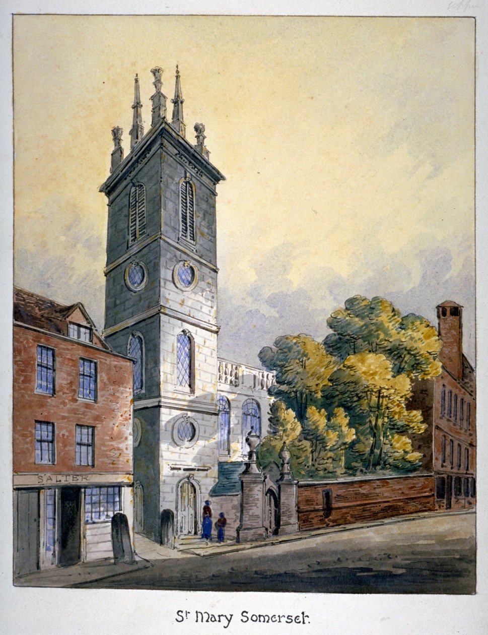 St Mary Somerset Kilisesi, Londra Şehri, c1815 by William Pearson