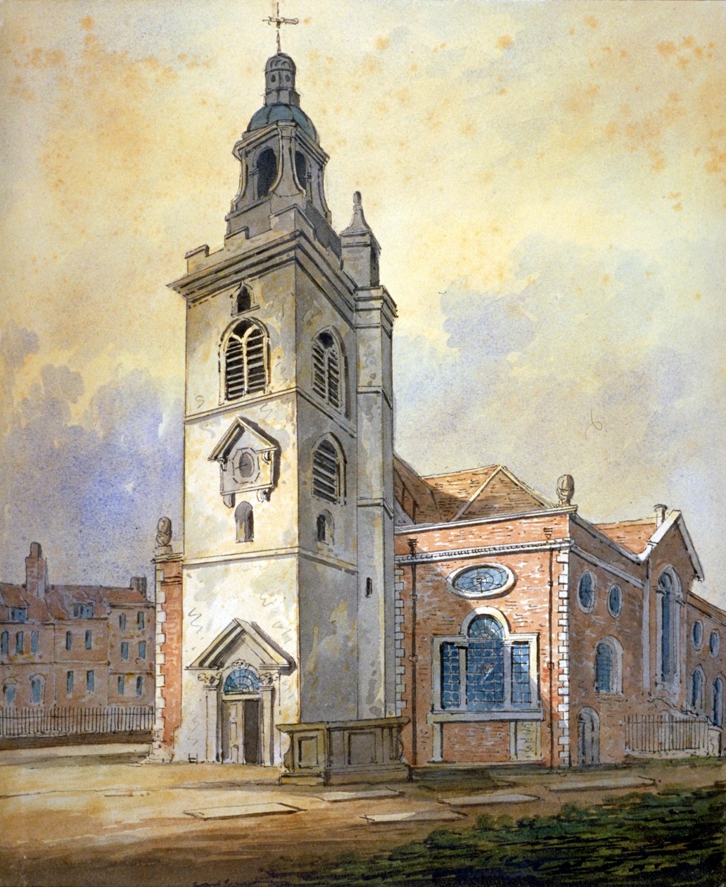 St Mary Kilisesi, Whitechapel, Londra, c1815 by William Pearson