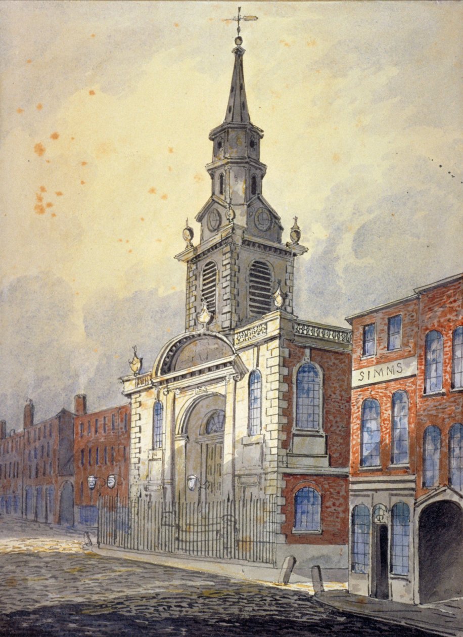 St George Kilisesi, Borough High Street, Southwark, Londra, c1815. by William Pearson