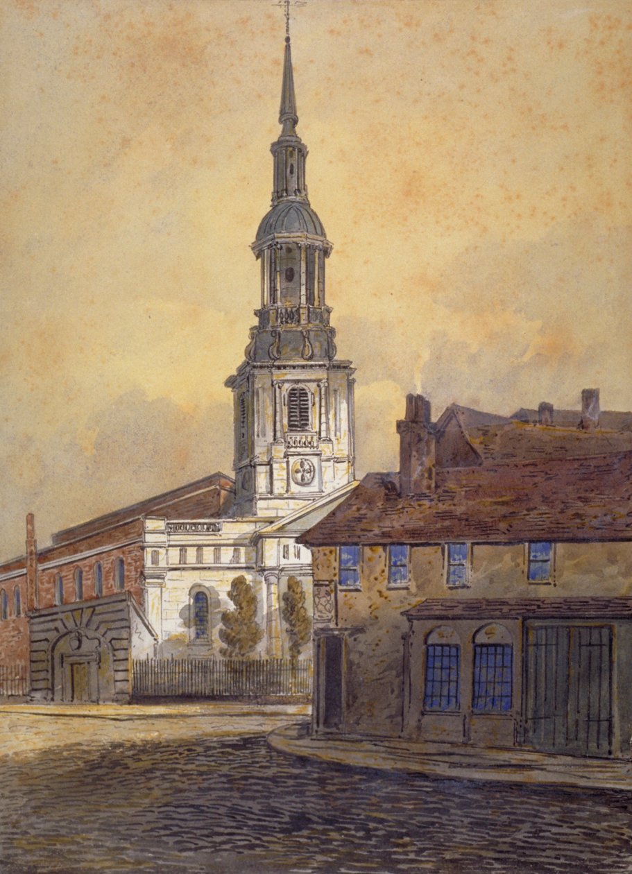 Aziz Leonard Kilisesi, Shoreditch, Londra, c1815 by William Pearson