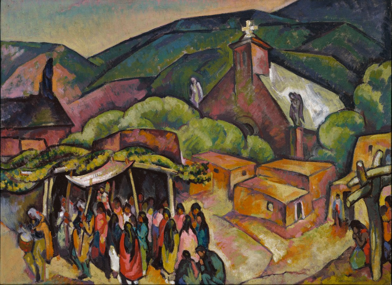 Bayram Günü: San Juan Pueblo, ca. 1921. by William Penhallow Henderson