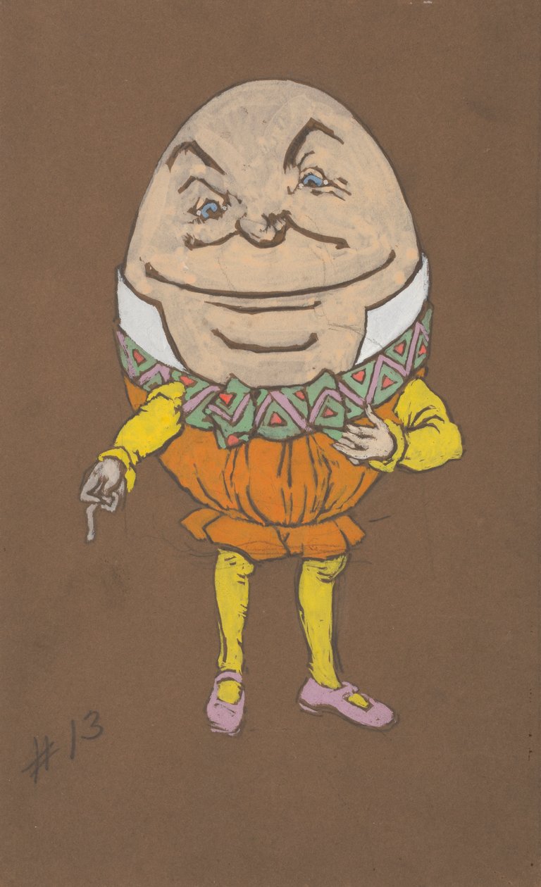 Alice Harikalar Diyarında, 1915 için Humpty Dumpty kostüm tasarımı. by William Penhallow Henderson