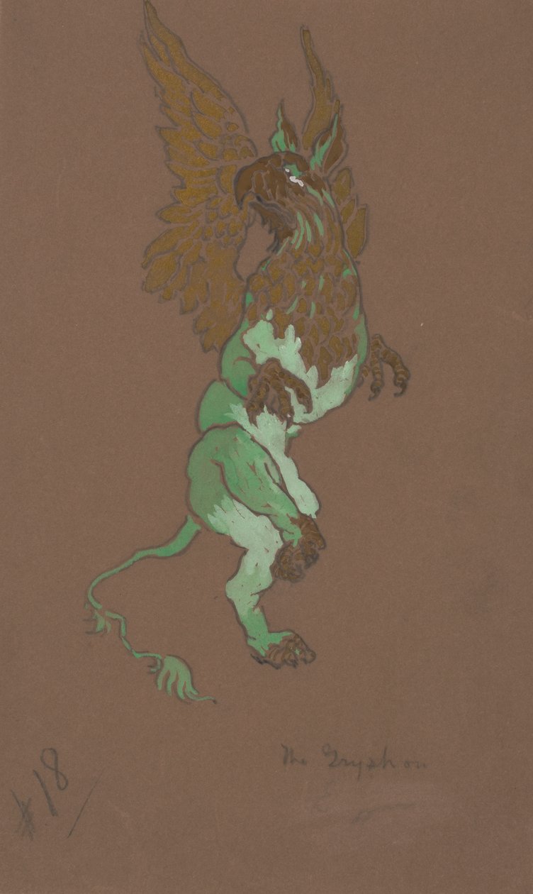 Alice Harikalar Diyarında, 1915 için Gryphon kostüm tasarımı. by William Penhallow Henderson