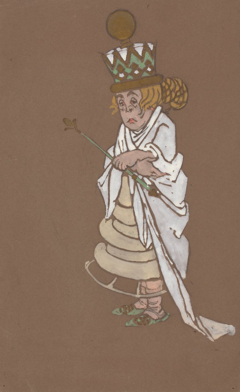 Alice Harikalar Diyarında 1915 için Beyaz Kraliçe kostüm tasarımı. by William Penhallow Henderson
