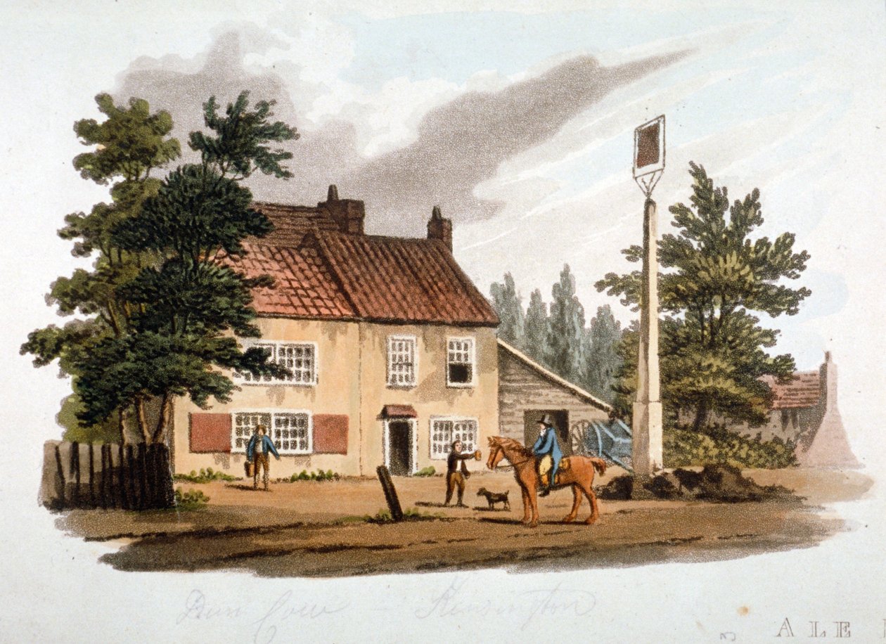 Dun Cow Inn, Kensington, Londra, c1810 by William Pickett
