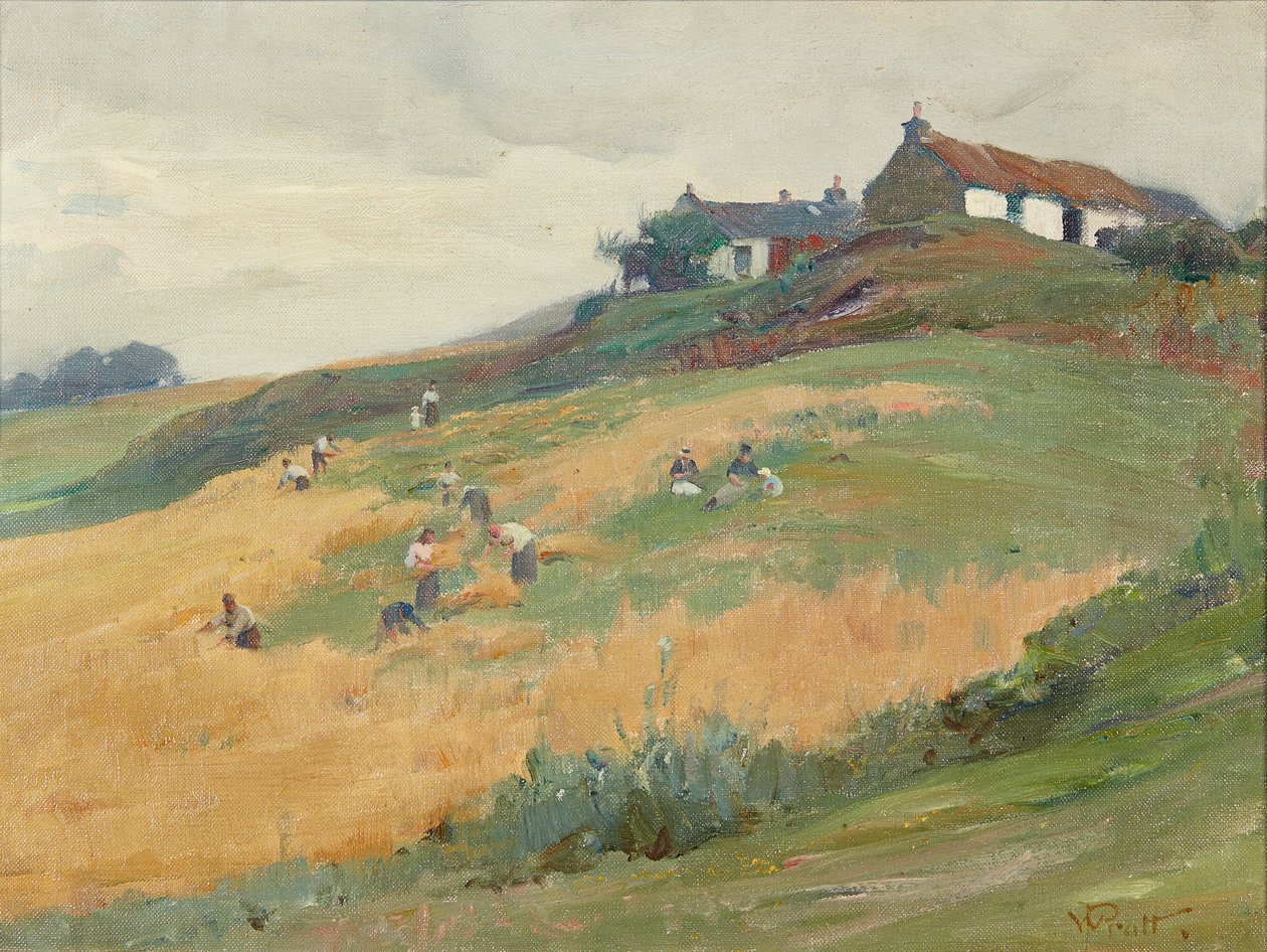 Tepe Tarafında Hasat İşçileri (tuval üzerine yağlı boya) by William Pratt