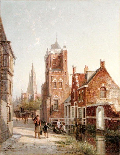 Ammsfoord, Hollanda (tuval üzerine yağlı boya) by William R. Dommersen