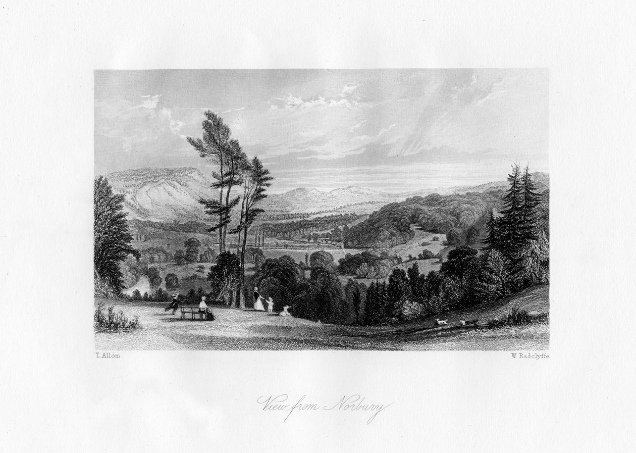 Norbury, Surrey, 19. yüzyıldan bir görünüm. by William Radclyffe